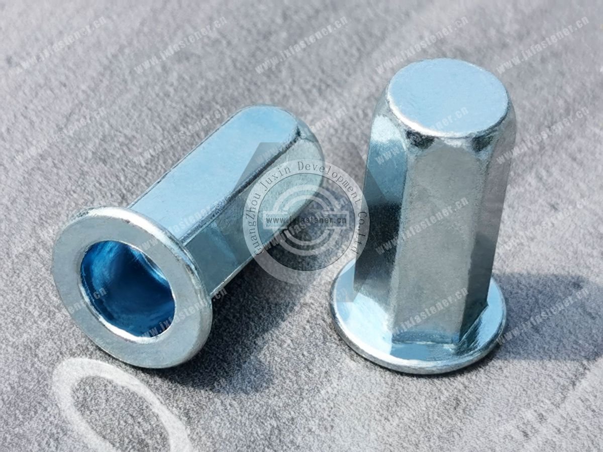 High Quality Flat head Closed End Full Hexagonal body blind rivet nuts