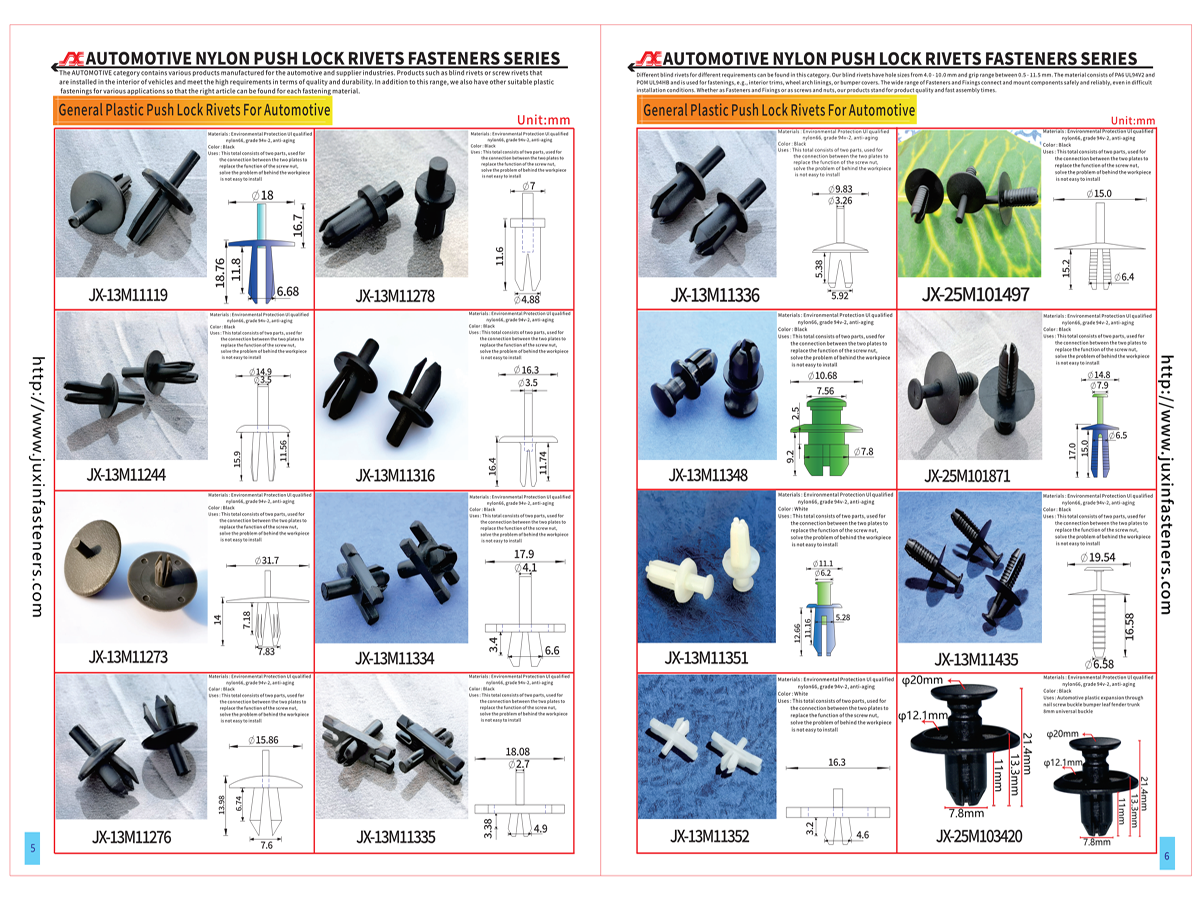 JX-25M103420 General Plastic Push Lock Rivets For Automotive