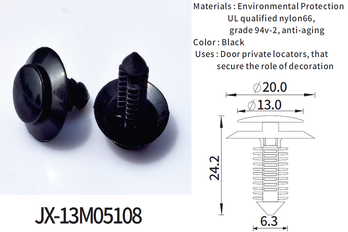 JX-13M05108 General Plastic Barbed Push Rivets Fasteners For Automotive