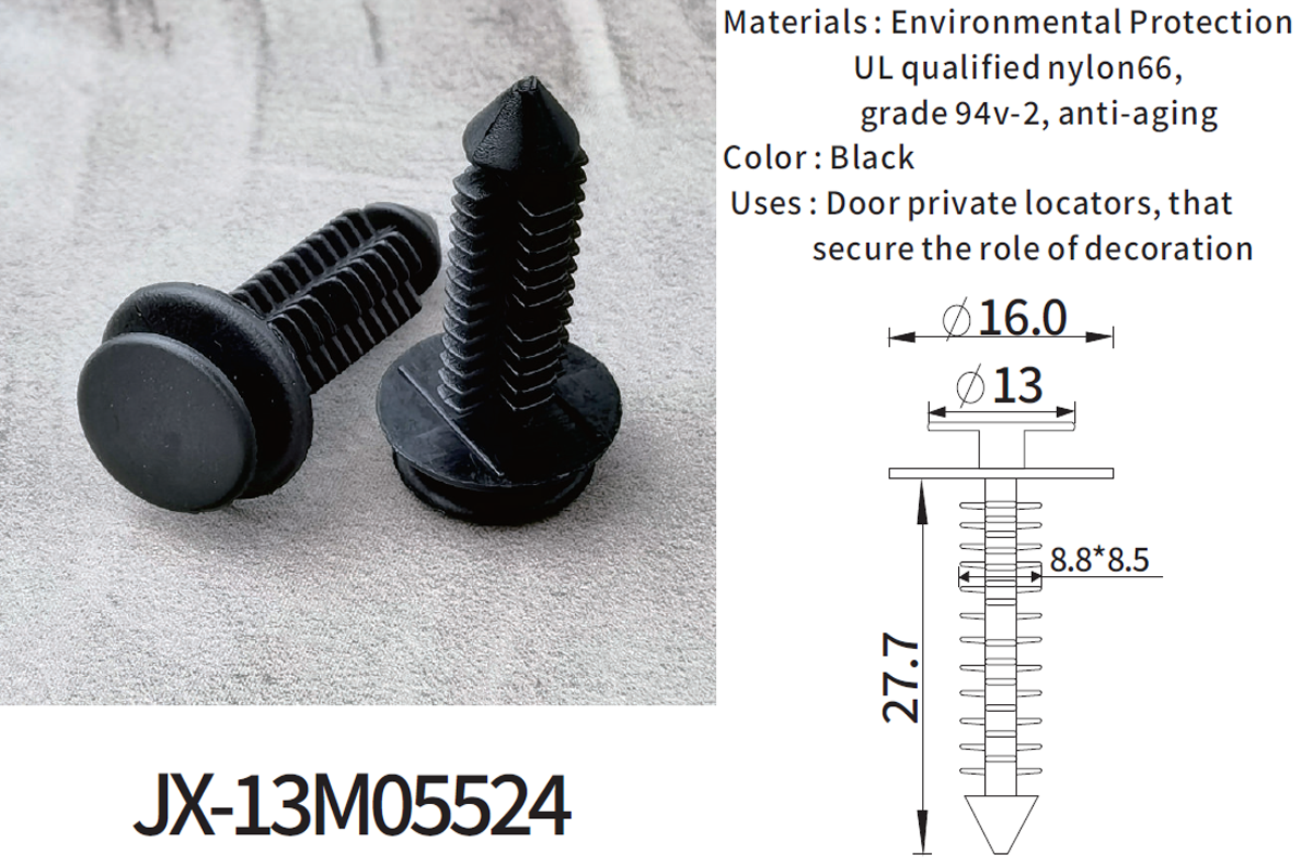 JX-13M05524 General Plastic Barbed Push Rivets Fasteners For Automotive
