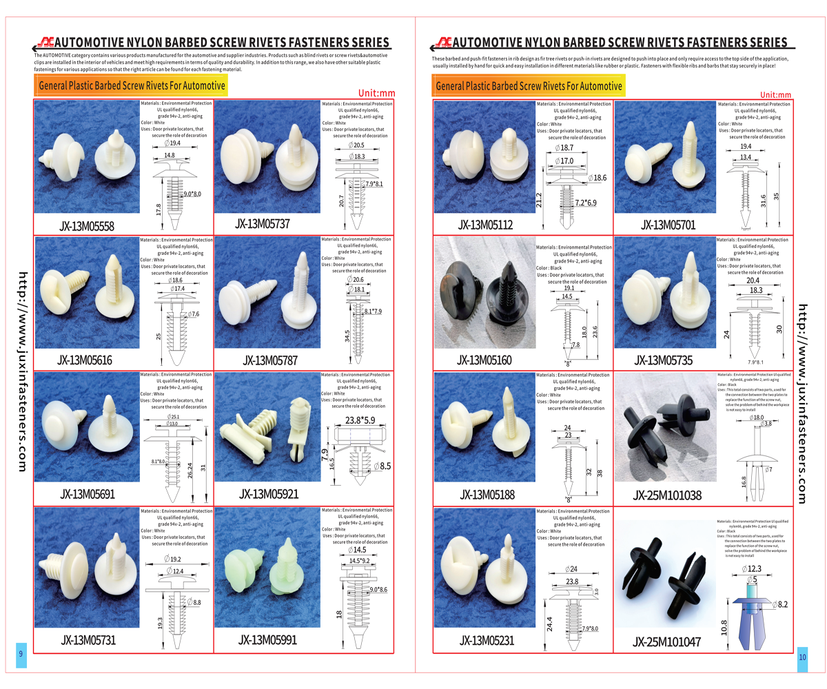 JX-13M05558 General Plastic Barbed Screw Rivets For Automotive