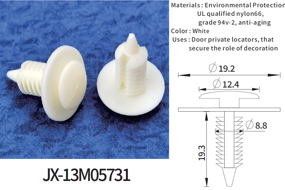 JX-13M05731 General Plastic Barbed Screw Rivets For Automotive