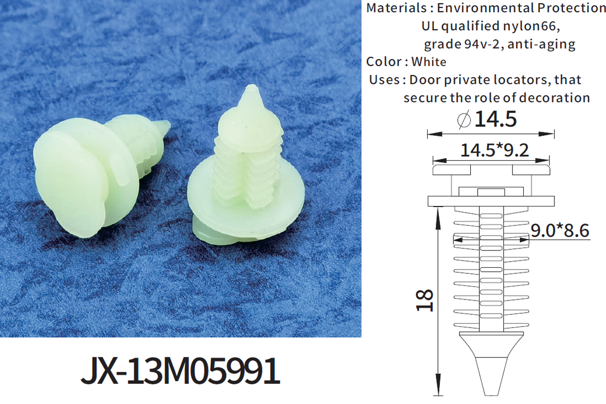 JX-13M05991 General Plastic Barbed Screw Rivets For Automotive