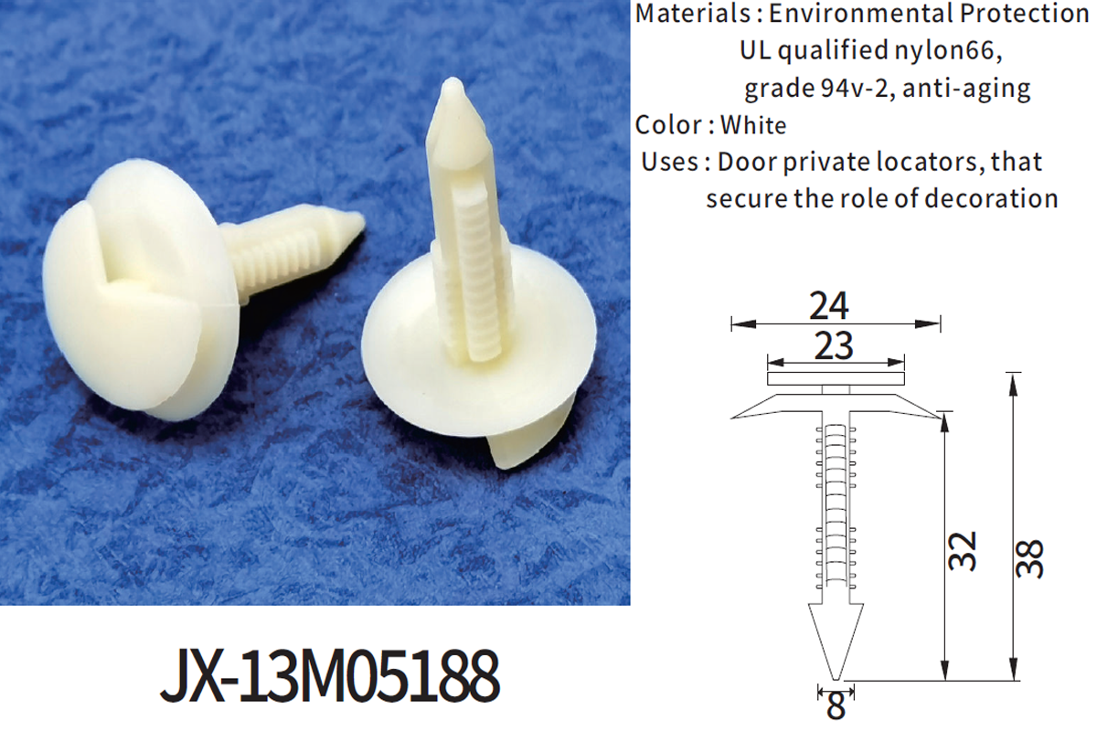 JX-13M05188 General Plastic Barbed Screw Rivets For Automotive JX-13M05188 General Plastic Barbed Screw Rivets For Automotive