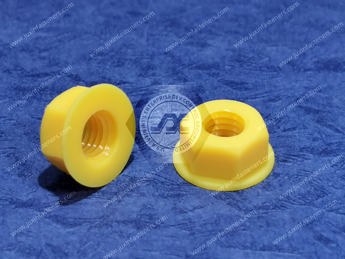 Metric Yellow Nylon 66 Hexagon Flange Nuts