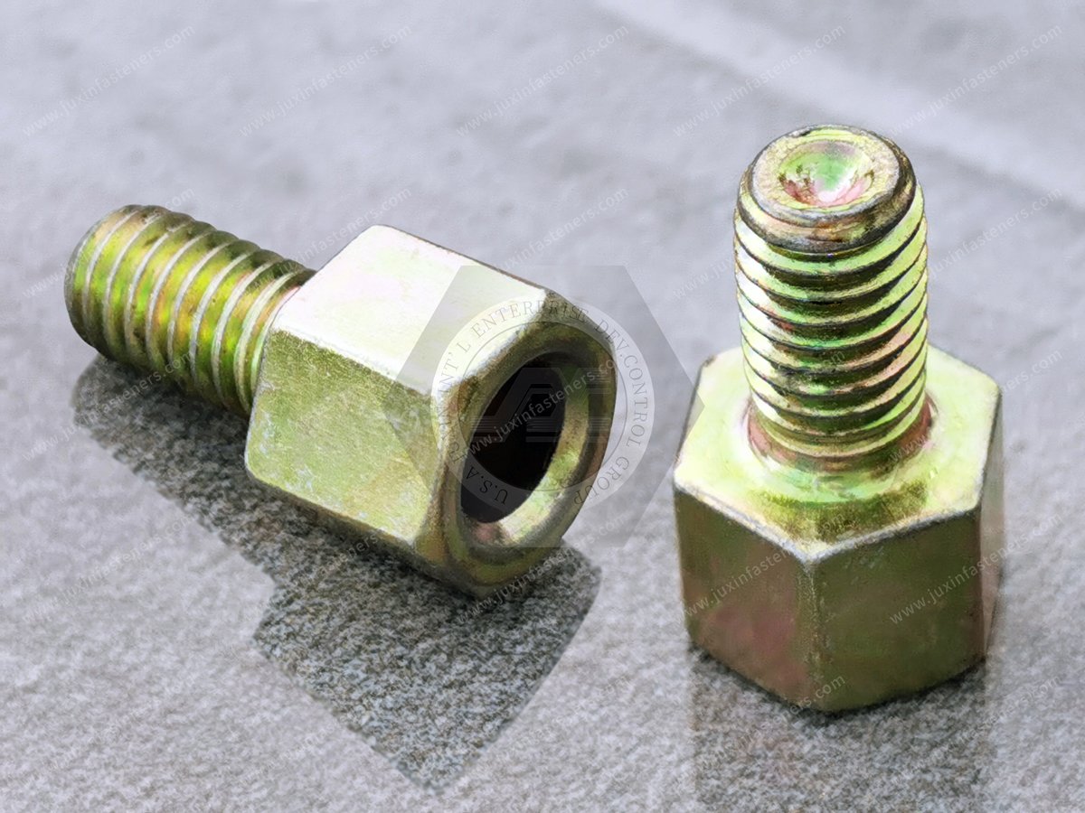 Male-female threaded hex standoffs are standard fasteners used