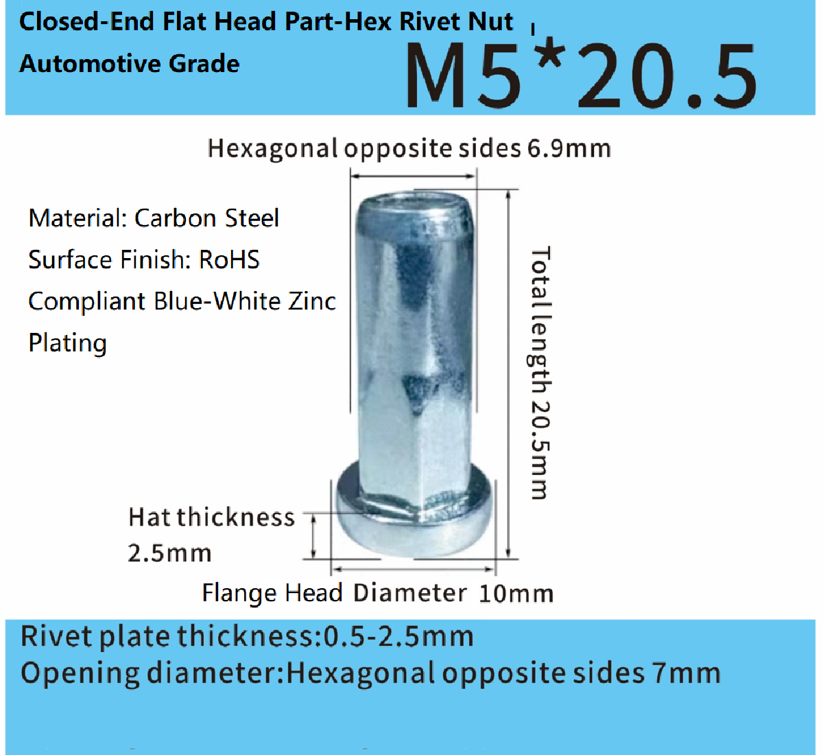 Close-End Flat Head Part-Hex Rivet Nut – Automotive Grade Close-End Flat Head Part-Hex Rivet Nut – Automotive Grade