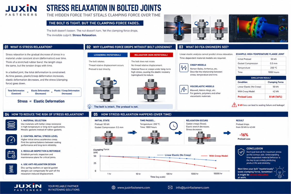 Why Bolts Lose Clamping Force Without Loosening: Stress Relaxation Why Bolts Lose Clamping Force Without Loosening: Stress Relaxation