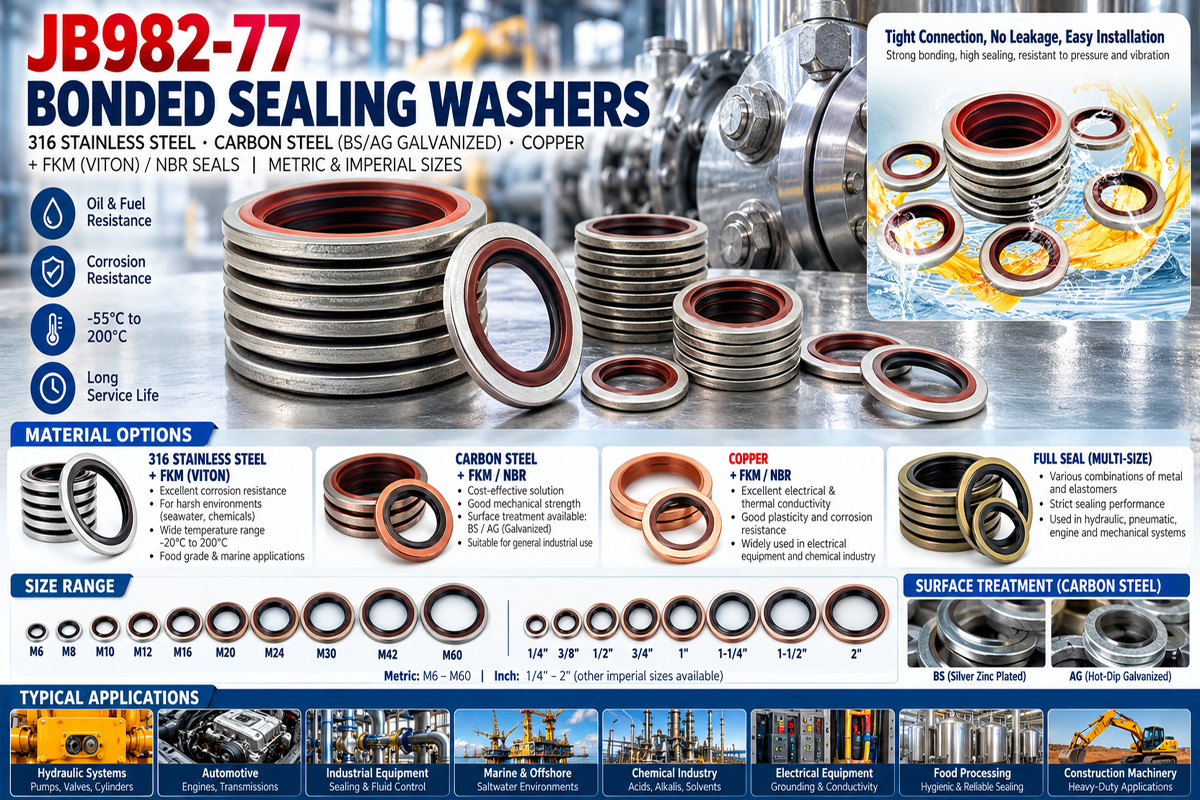 JB982-77 Metric High-Pressure-Rated Metal-Bonded Sealing Washers