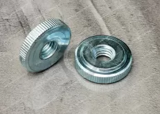 Steel High-Torque Low-Profile Thumb Nuts, JX-21JG427-M8-D23.78-ST, Knurled nuts DIN467, CNC carbon steel machining parts nuts, round knurled nuts mother, camera manufacturing, audio equipment intelligent home appliance manufacturing application solutions,