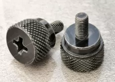 JX-22ZXG553-M3-6-ST, Steel High-Profile Knurled-Head Thumb Screws, Electroplating surface treatment black zinc