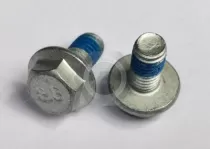 Why are some bolts in the design of industrial structural joints pre-coated with drop-resistant anti-loosening adhesive?