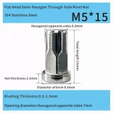 stainless steel parts hexagonal rivet nut automobile M5
