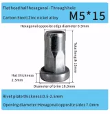 M5 zinc nickel alloy steel rivet nut parts hexagonal automobile