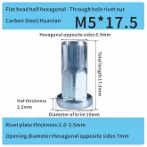 M5x17.5 steel zinc open end rivet nuts for automotive