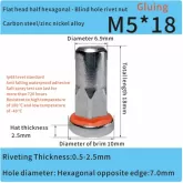 zinc nickel alloy steel rivet nuts M5 for automotive