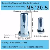 closed end sealing steel zinc M5 rivet nut for automotive