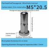 closed end steel part hexagonal rivet nut m5 zinc nickel alloy