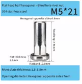 closed end stainless steel flat head part hexagonal rivet nut m5