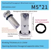 sealing stainless steel closed end m5 part hexagonal rivet nut