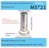 sealing flat head m5 part hexagonal rivet nut stainless steel