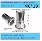 part hexagonal stainless m6 rivet nut for automotive