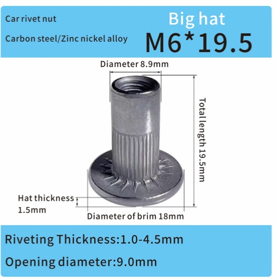 large head flat head steel zinc nickel alloy m6 automotive