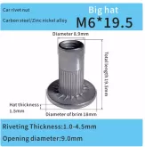 large head flat head steel zinc nickel alloy m6 automotive