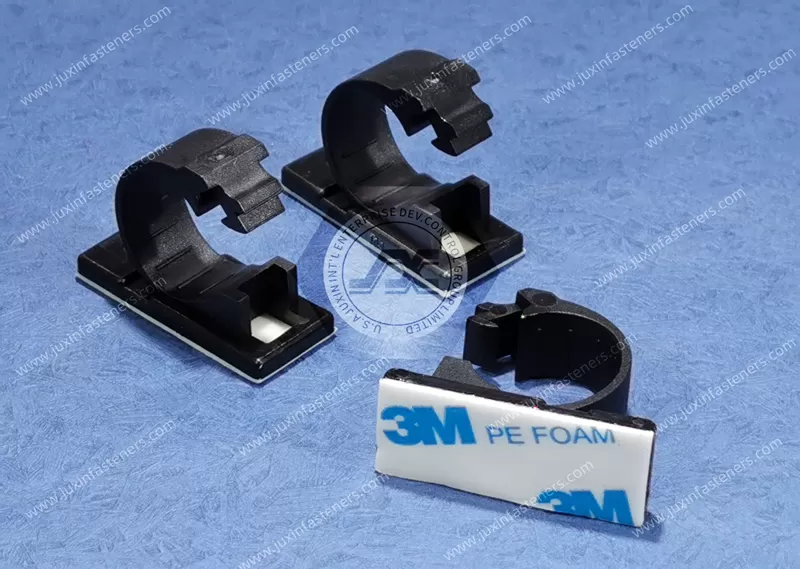 Nylon Black Locking Clamp on Adhesive Base