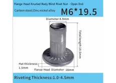 Large Brim Automotive Rivet Nut M6*19.5mm, Automotive Specific