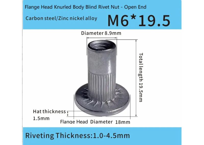 Large Brim Automotive Rivet Nut M6*19.5mm, Automotive Specific