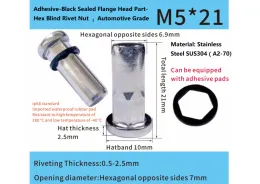 Adhesive- Sealed Flat Head Part-Hex Blind Rivet Nut