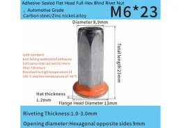 Adhesive- Sealed Flat Head Part-Hex Blind Rivet Nut