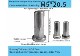 Steel Adhesive-Sealed Flat Head Half-Hex Blind Rivet Nut
