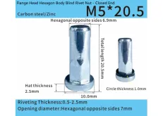 Steel Adhesive-Black Sealed Flat Head Half-Hex Blind Rivet Nut