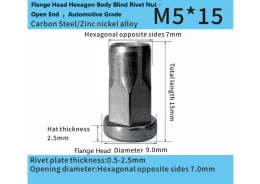 Flange Head Hexagon Body Blind Rivet Nut - Open End