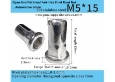 Open-End Flat Head Part-Hex Rivet Nut – Automotive Grade
