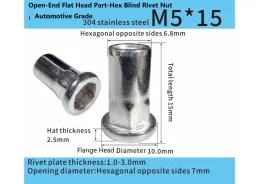 Open-End Flat Head Part-Hex Rivet Nut – Automotive Grade