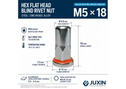 Adhesive-Sealed Flat Head Half-Hex Blind Rivet Nut M5 x 18 – Automotive Grade